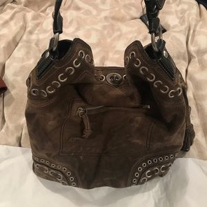 Suede Coach Hobo Bag